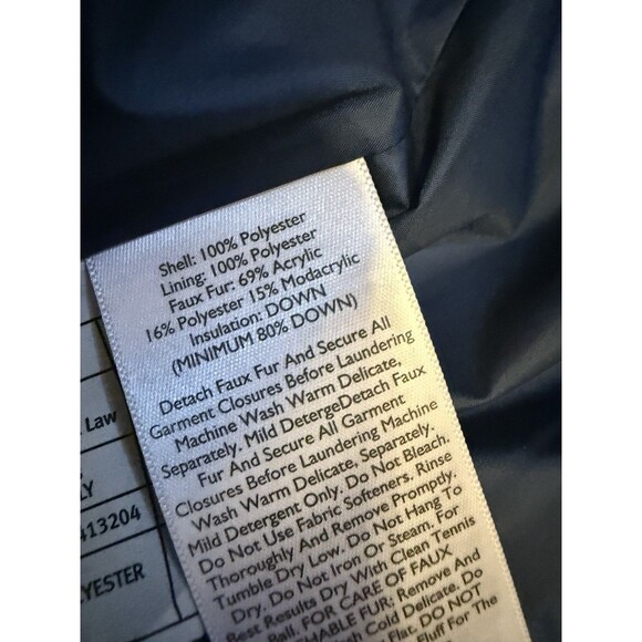 Eddie Bauer Hooded Parka Jacket Glacier Blue Good Down Womens Size 2XL XXL Fur - Picture 8 of 9